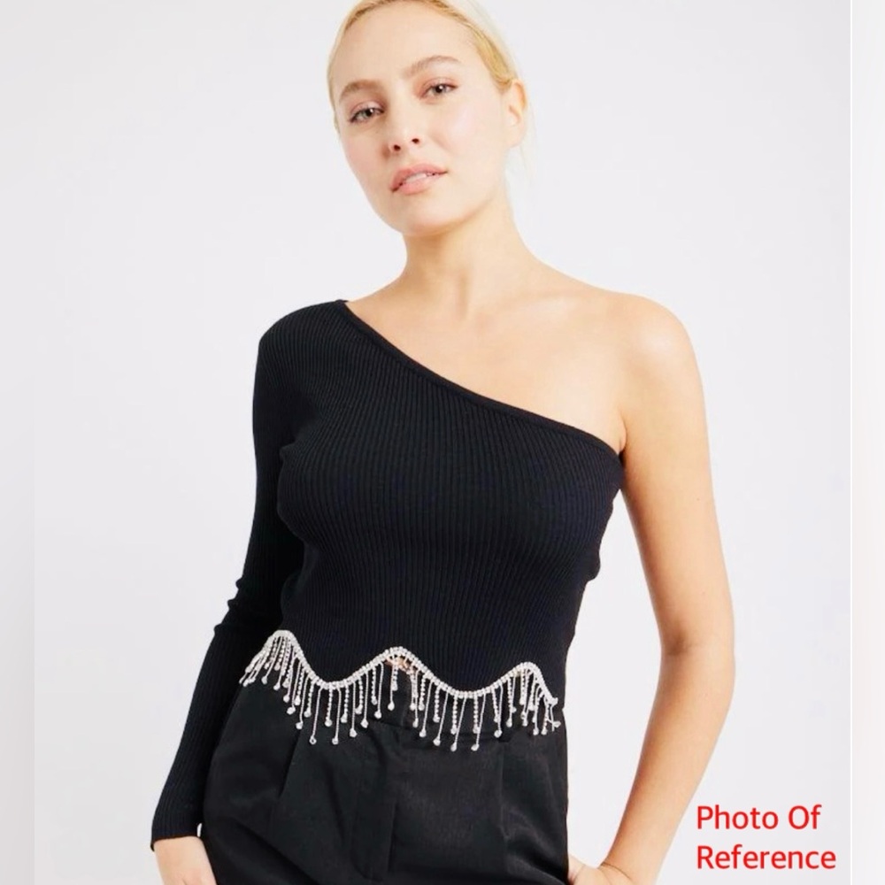 Vince Otto Black One-Shoulder Long Sleeve Top